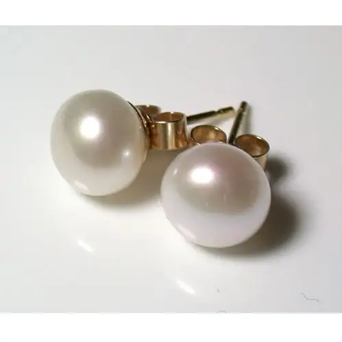 New Arrival Favorite Pearl Store AAA Quality 9mm White Freshwate Stud Pearl S925 Sterling Silver Earrings Birthday Lady Gift