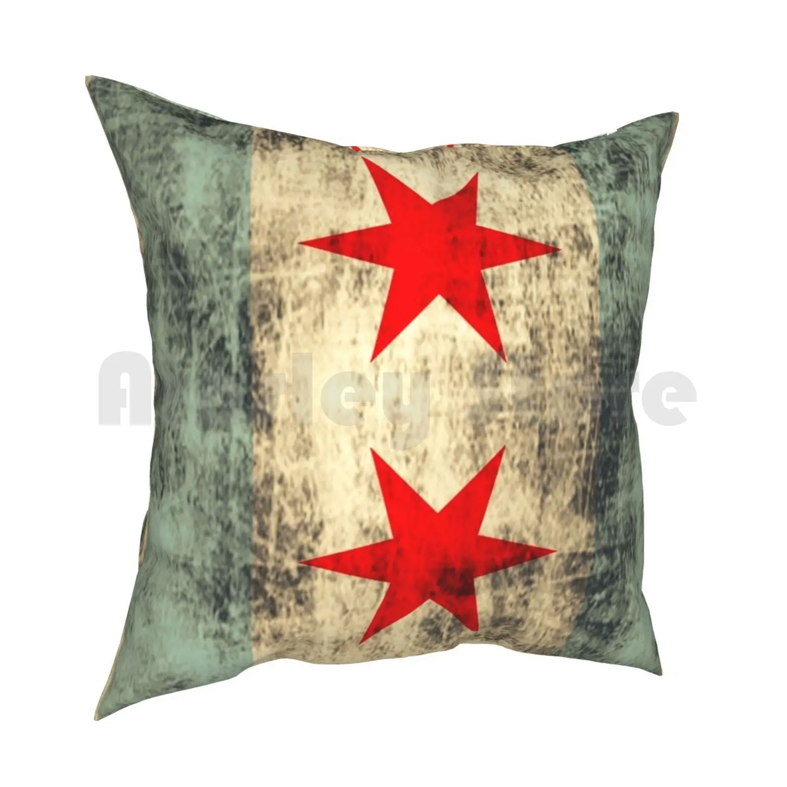 Vintage Grunge Chicago Flag Pillow Case Printed Home Soft DIY Pillow cover Vintage Chicago Flag City Grunge Retro