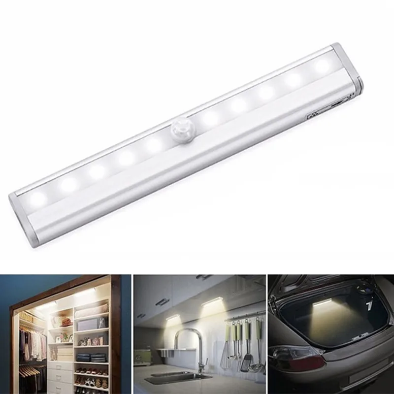 luz de led para armarios com sensor de movimento lampada de 10 leds 98 190 mm para guarda roupas corredores cozinha luz noturna 01