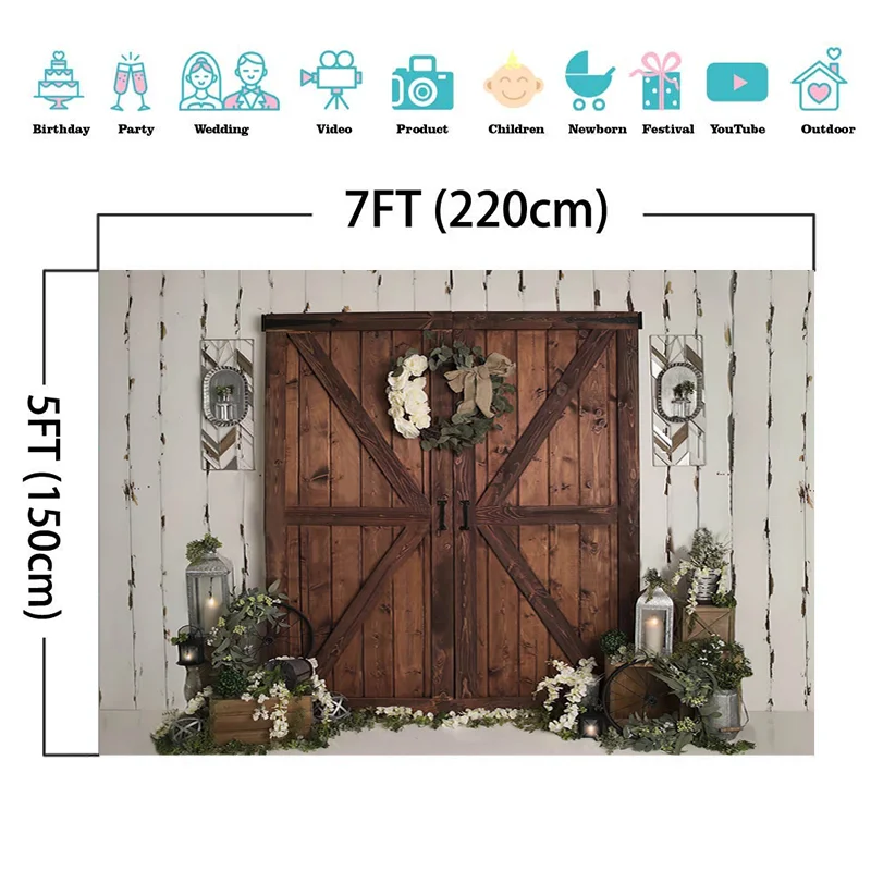 Фон Весна свежие цветы Винтаж темно-коричневая деревянная дверь стена ребенок портрет фотографии фоны фото студия Декор реквизит