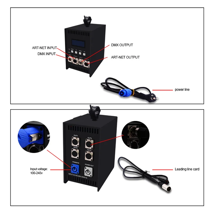 AC110-220V input Built-in Power Supply output DC5V-24V Artnet Eternet to SPI/DMX 4channels controller For WS2815 WS2812B WS2811