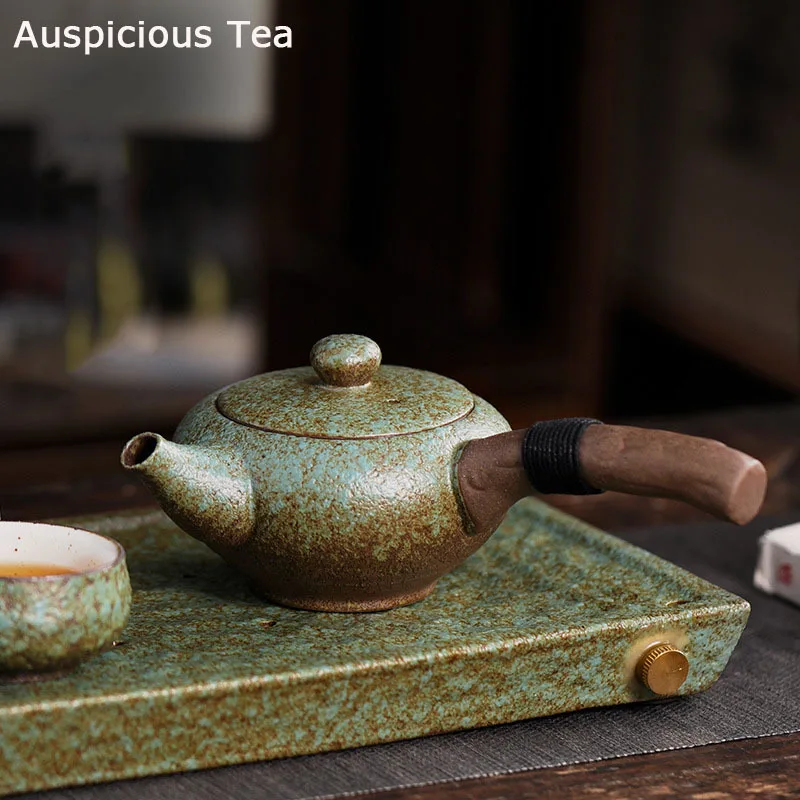 240ml Coarse Pottery Side Handle Pot Ceramic Household Chinese Kung Fu Tea Set Tea Making Pot Single Pot Tea Ceremony Customized