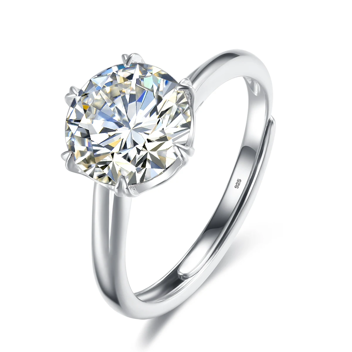 szjinao anel moissanite ajustavel para mulheres prata esterlina 925 joias banhado a platina carats mm redondo noivado casamento 01