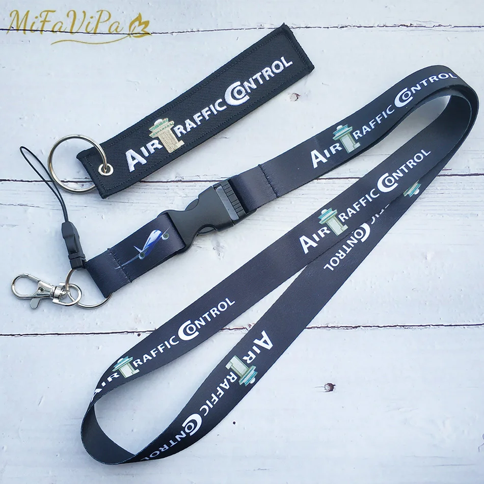 2 PCS ATC Keychain Fashion Trinket Phone Strap Embroidery Keychain Pilot Aviation Air Traffic Controller Lanyard Christmas Gift