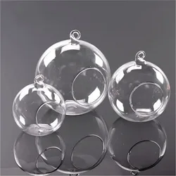 1PC Clear Glass Ball Globe Shape Terrarium Ball Flower Hanging Planter Terrarium Container Landscape Ornament Home Garden Decor