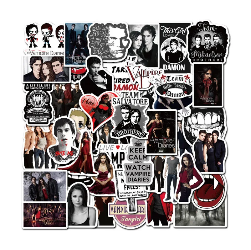 10/30/50pcs   The Vampire Diaries  Sticker School Student Diary Hand Ledger Stationery Mobile Phone Guitar Decoration Kawaii