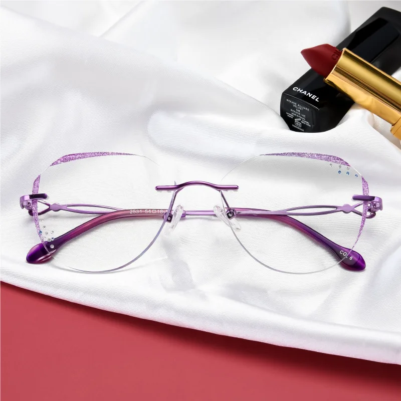 

Women's Glasses Optical Prescription Custom Astigmatism Glasses Finished Myopia Farsightted Diamond Cut Edge Glasses Large Frame