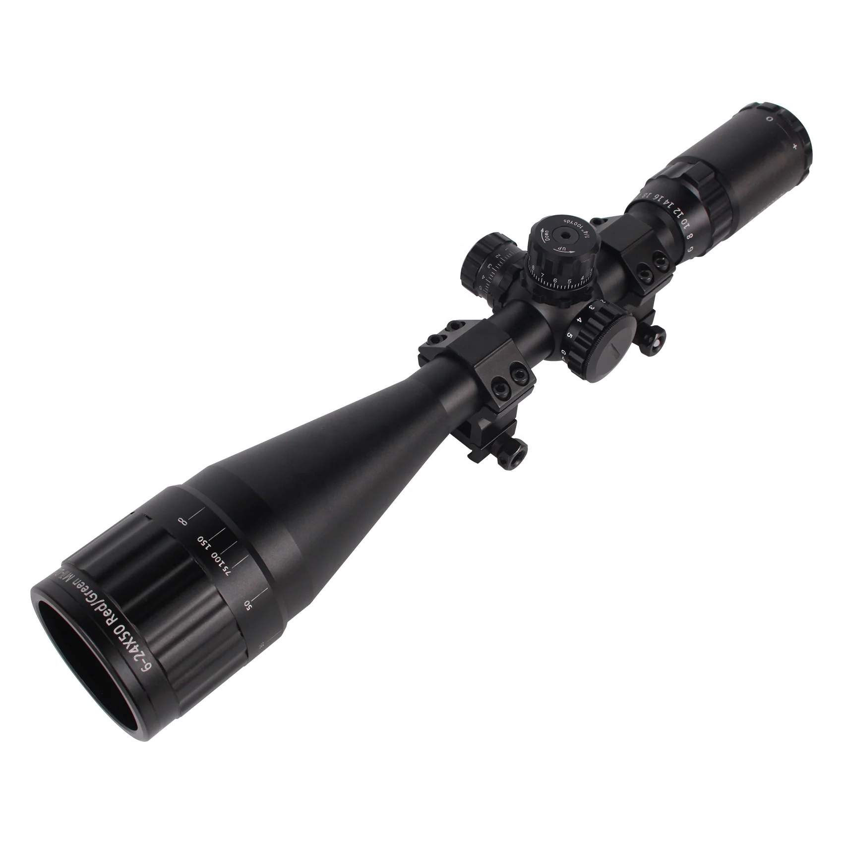 6-24x50 AOL Hunting Scope Mil-Dot Locking Resetting Riflescope Tactical Optical Red Green Illuminated Sight Rifle Scope