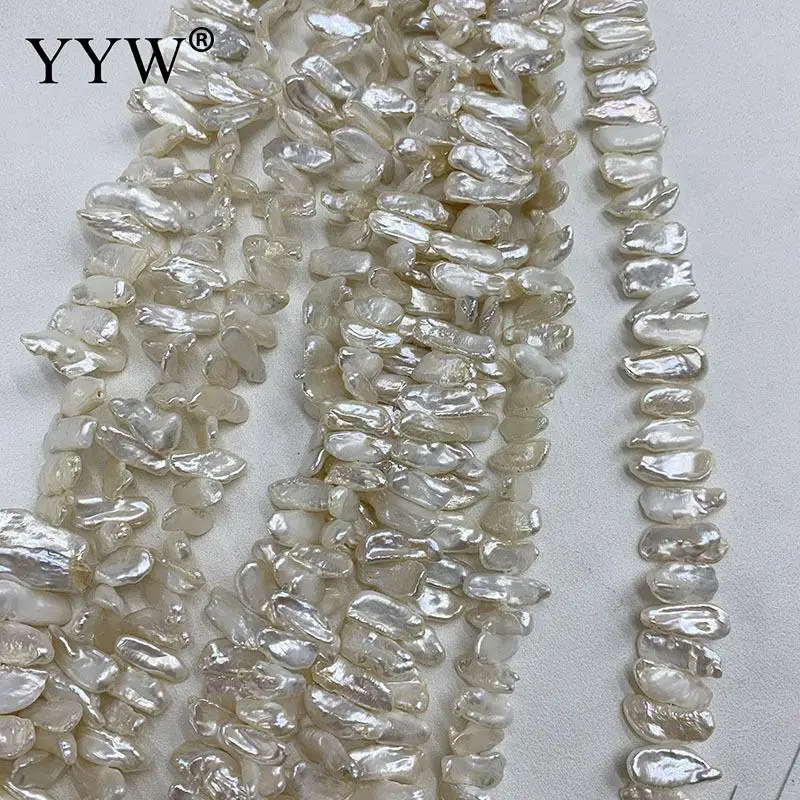 Cultured Biwa Freshwater Pearl Beads Natural Fashion Jewelry Diy White 7-9*18-19mm Sold Per 15.75 Inch Strand Jewelry Making