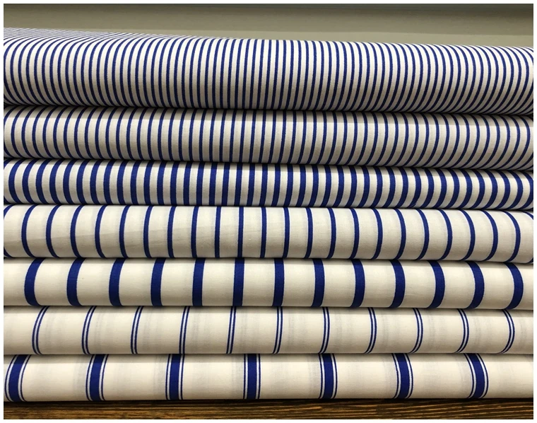 Hundred Percent Pure Cotton Stripes Cloth DIY Imitation Linen Cotton Blue And White 4 MM 2 MM 1 MM Double Stripes/1M