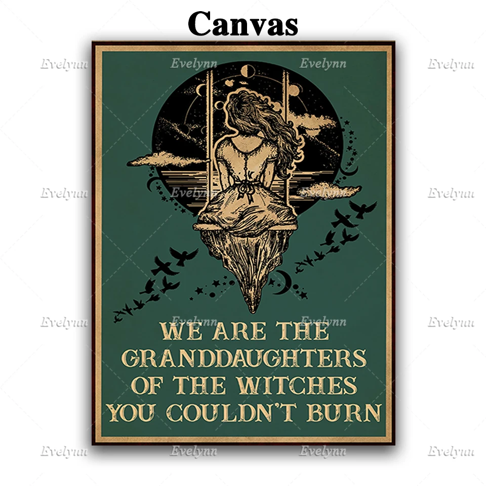 We Are The Granddaughters Of The Witches You Couldn'T Burn Retro Poster Halloween Wall Art Prints Home Decor Canvas Float Frame