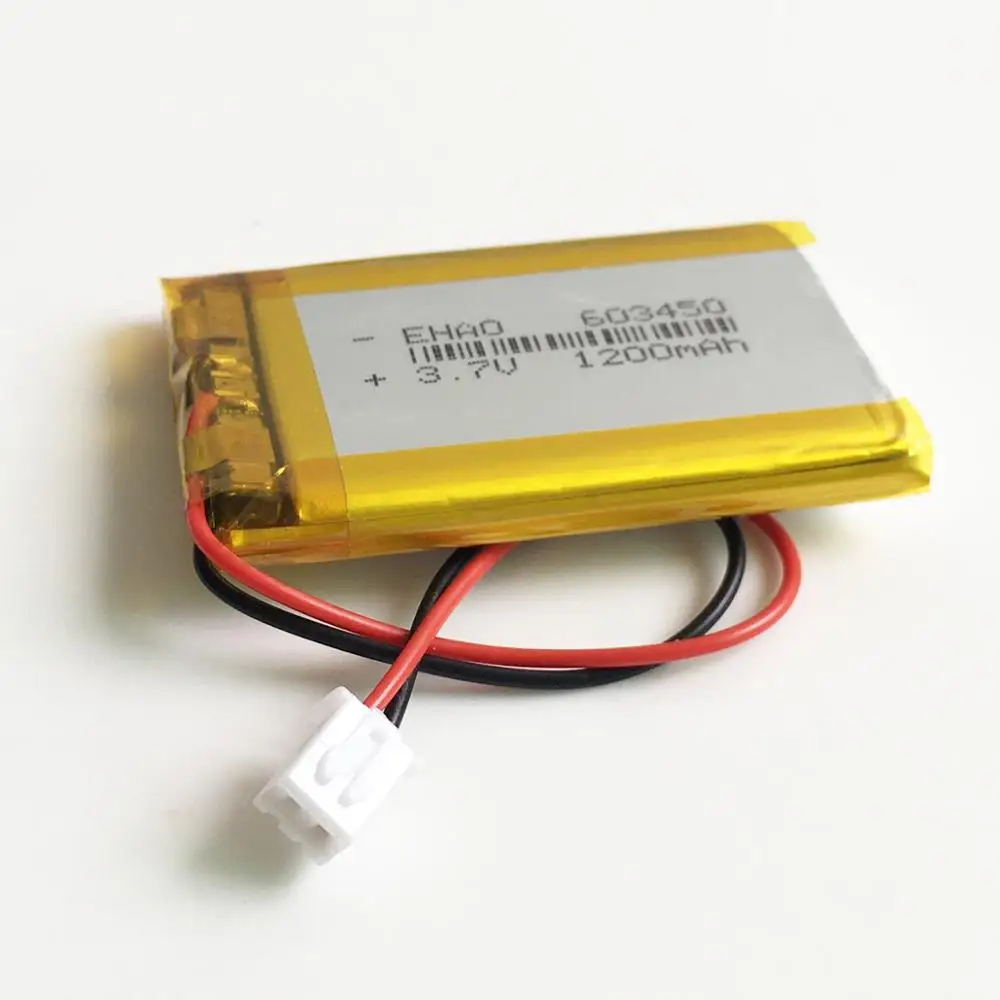 EHAO 603450 3.7 فولت 1200 مللي أمبير ليثيوم بوليمر يبو بطارية قابلة للشحن + JST XH 2.54 مللي متر 2pin موصل ل GPS DVD الكتاب الإلكتروني مسجل
