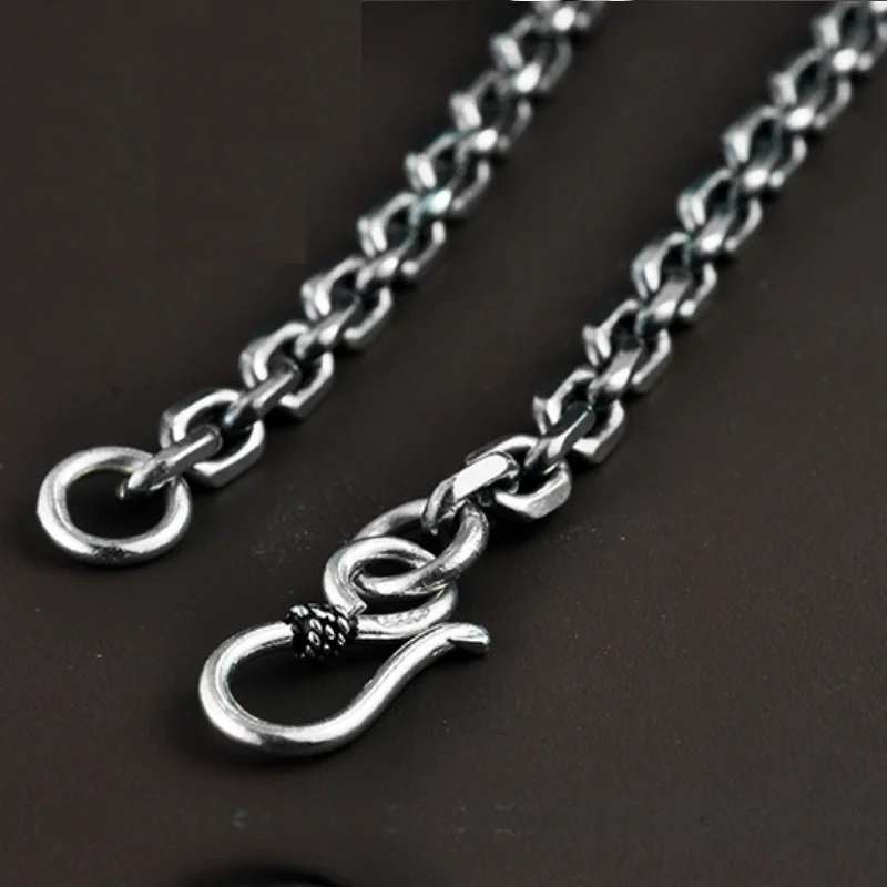 Real Silver S925 Pure silver Clasic Round Chain Necklace For Men Male 925 Sterling Silver Necklace  Women Thai Silver Chain