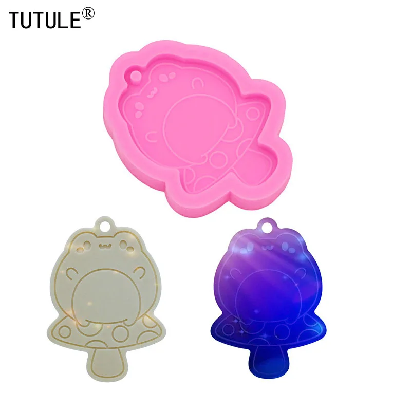 Mirror Mushroom animal frog earring mold DIY Cartoon Handmade Necklace Epoxy Jewellery Keychain Polymer Clay Silicone Mold