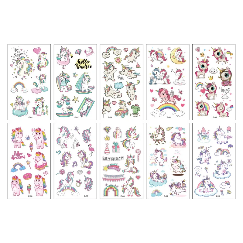 Unicorn Temporary Tattoos Stickers Unicorn Decoration Unicorn Waterproof Tattoo For Kids Birthday Baby Shower Decoration