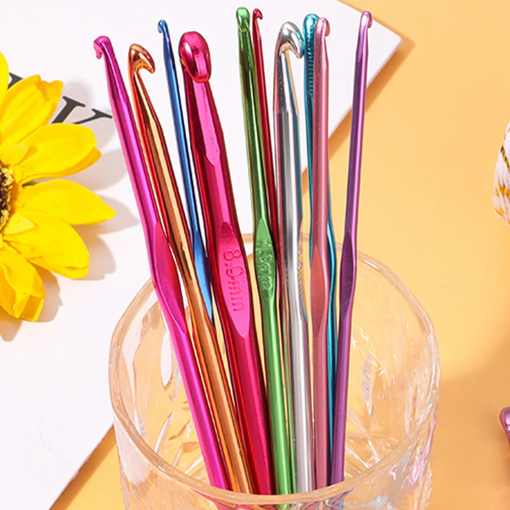 2-8mm Colorful Knitting Crochet Aluminum Knitting Needle Crochet Needles Crochet Hook Set Sweater Stitch Tool Sewing Accessories