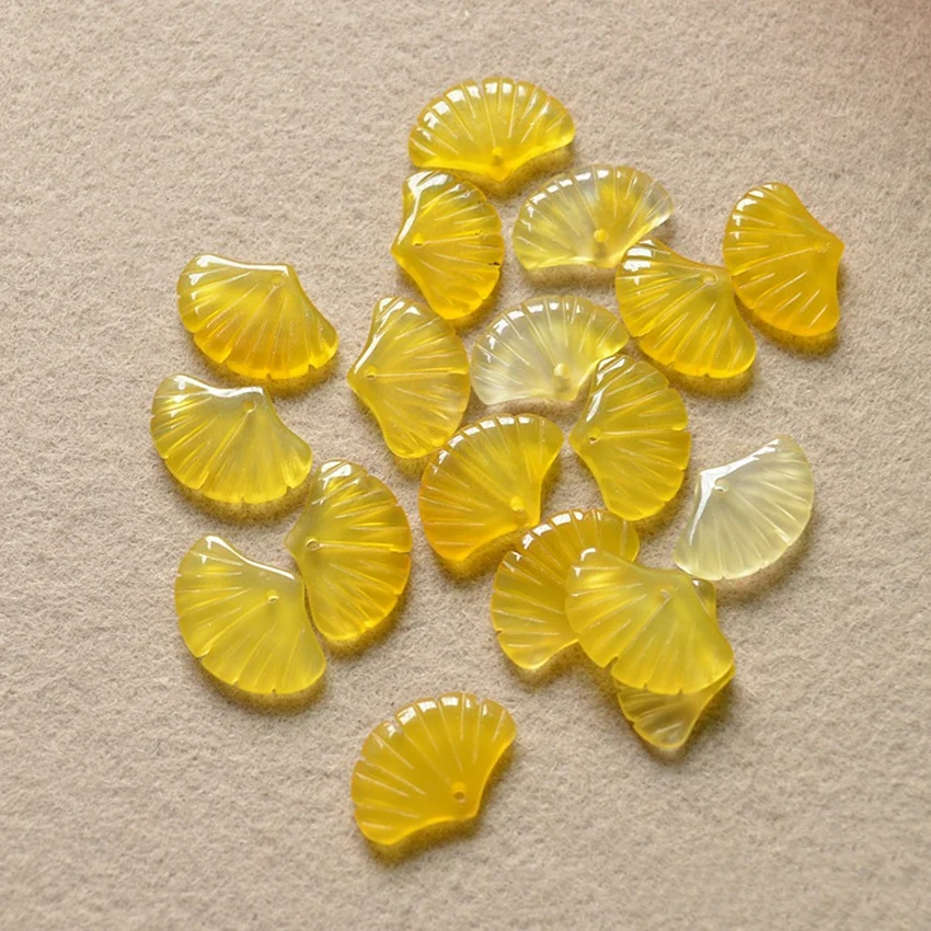 5pc Carved Ginkgo Leaf Gem Stone Loose Bead Natural Stone Beads For Jewelry Making Components DIY Accessories 22x 15mm DYL0108