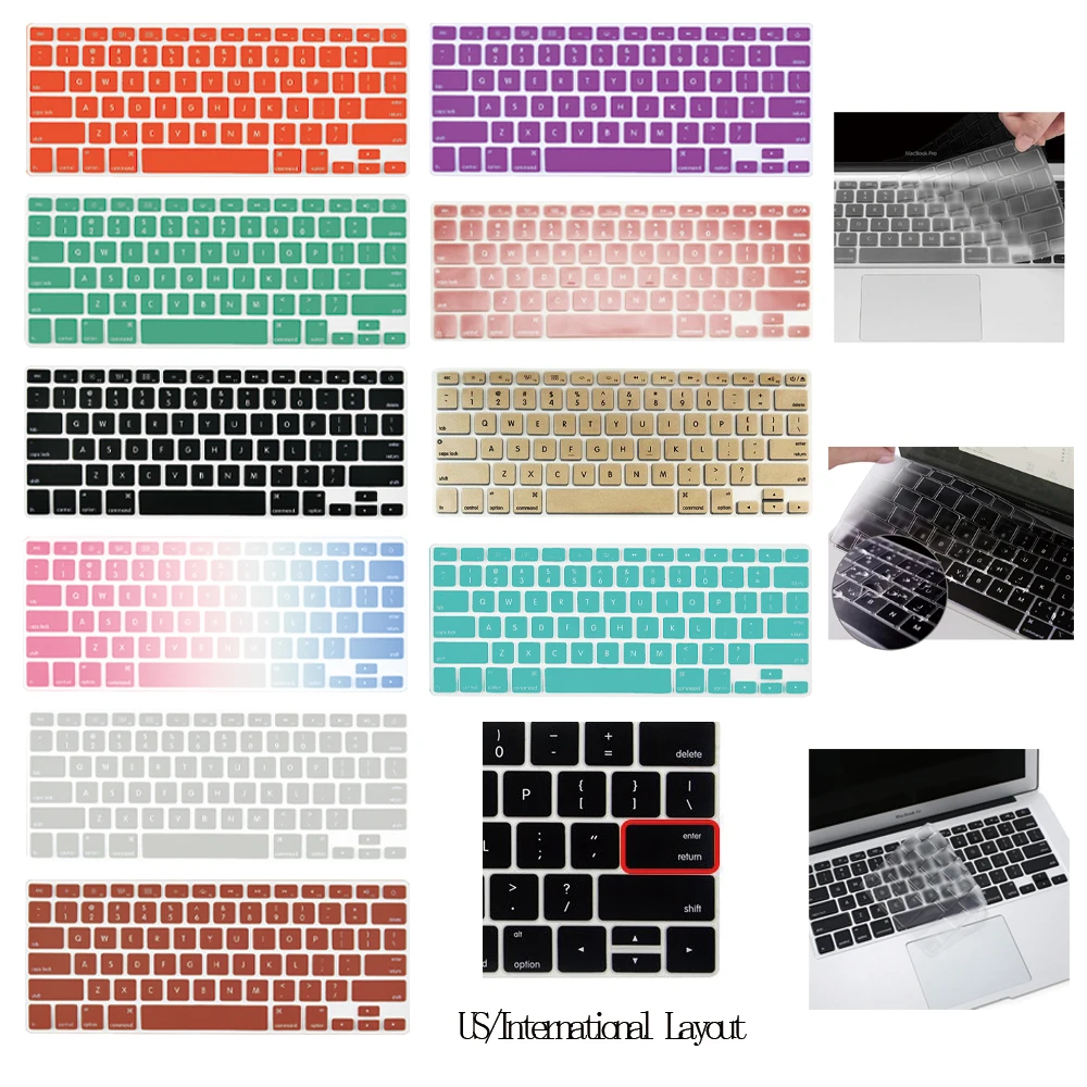 

US Laptop Keyboard Cover for Apple Macbook Pro 13" A1706 A1989 A2159 Touch Bar/Pro 15" A1707 A1990 Silicone Soft Waterproof