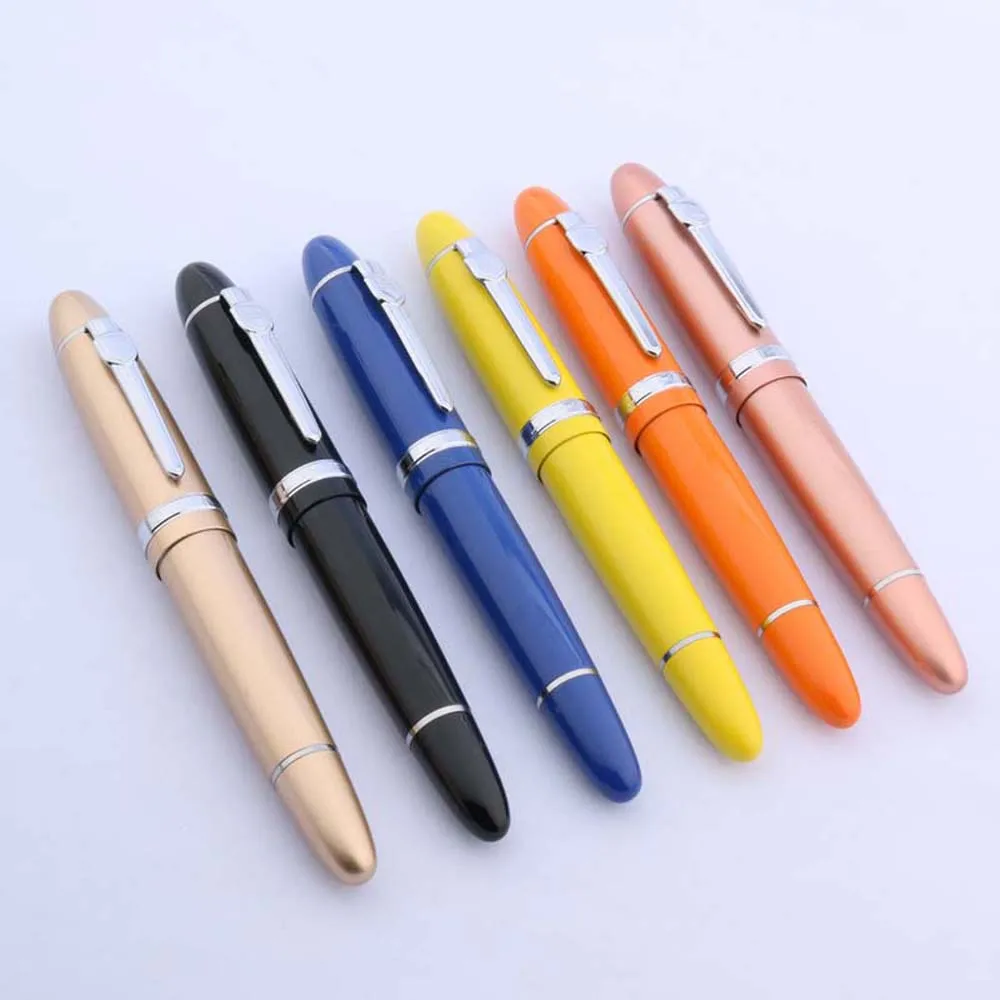 JINHAO-Metal Fountain Pen, Spin Twist Color, Classic Ink Pen, Papelaria de Escritório, Material Escolar, Prata, 0.7mm, Alta Qualidade, Novo, 159