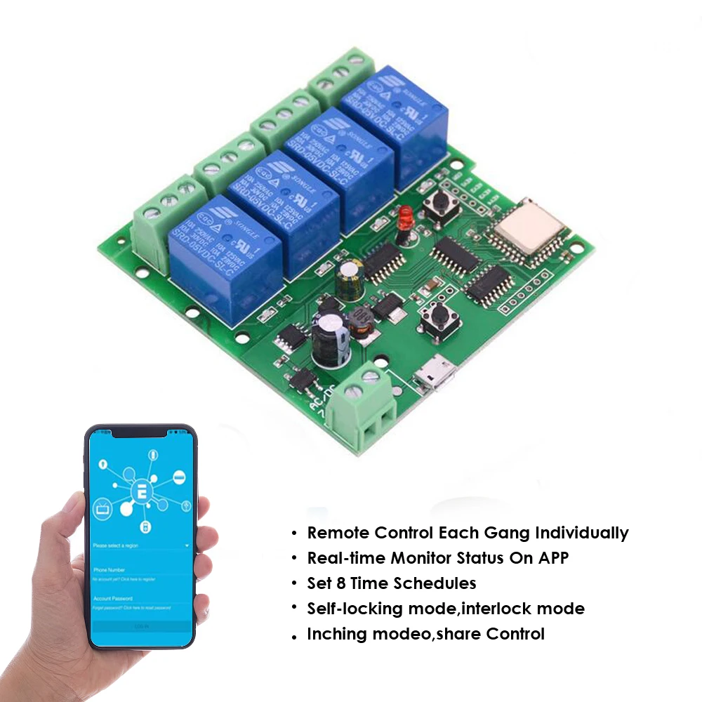 Smart Life Remote Control Wireless WiFi Switch Ewelink App  Smart Switch Modul Self-locking interlock remote control 4-way relay