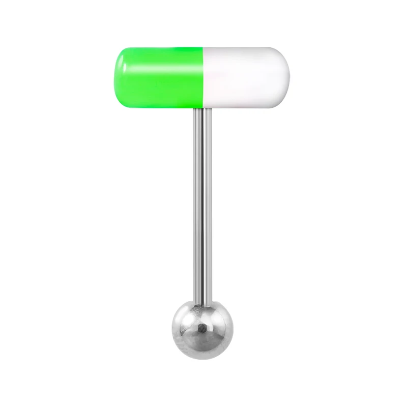 1pc Kapsel Zunge Ring Acryl Pille Zunge Piercing Stud Barbell Chirurgenstahl Bar Bunte Punk Frauen Männer Körper Schmuck 14G