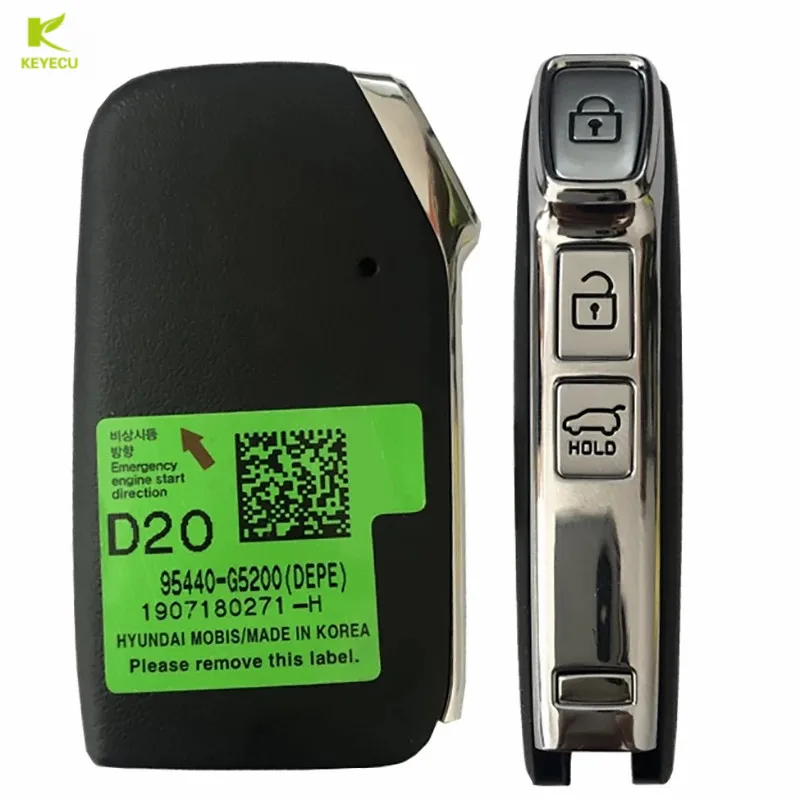 KEYECU Replacement Smart Remote Key FOB 3 Button 433MHz ID47 for Kia Niro 2019 2020 2021 FOB-4F23, P/N: 95440-G5200