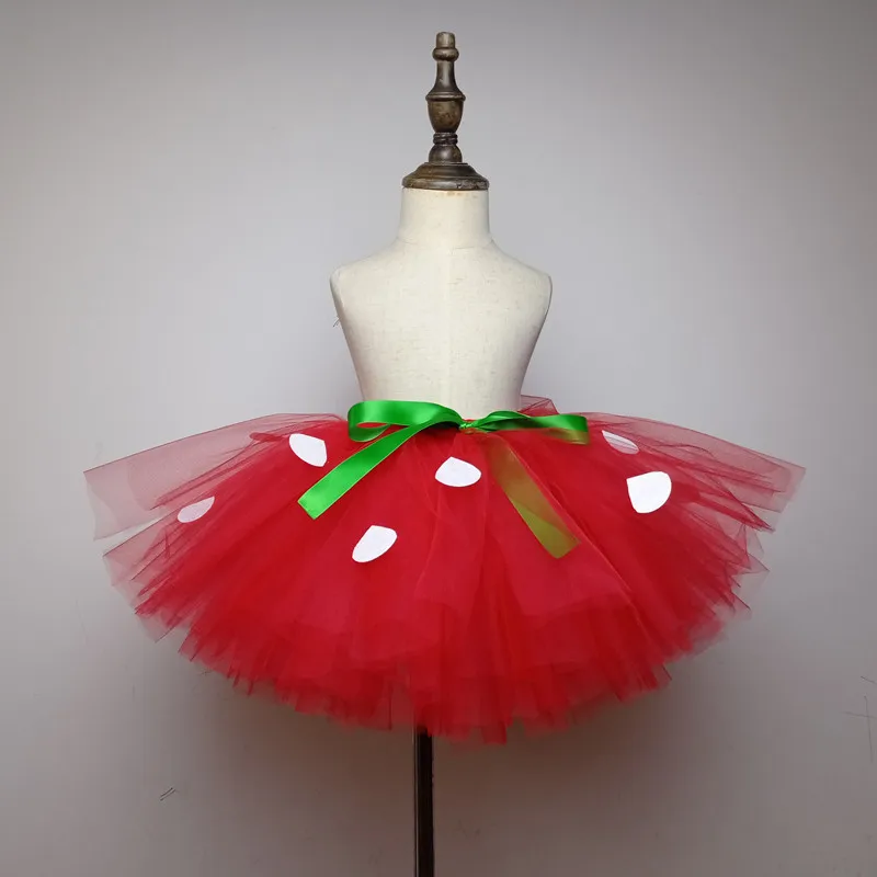 Girls Strawberry Tutu Halloween Costume Fluffy Baby Tutu Skirt For Birthday Party Christmas  Dance Children Outfit 1-14 Years