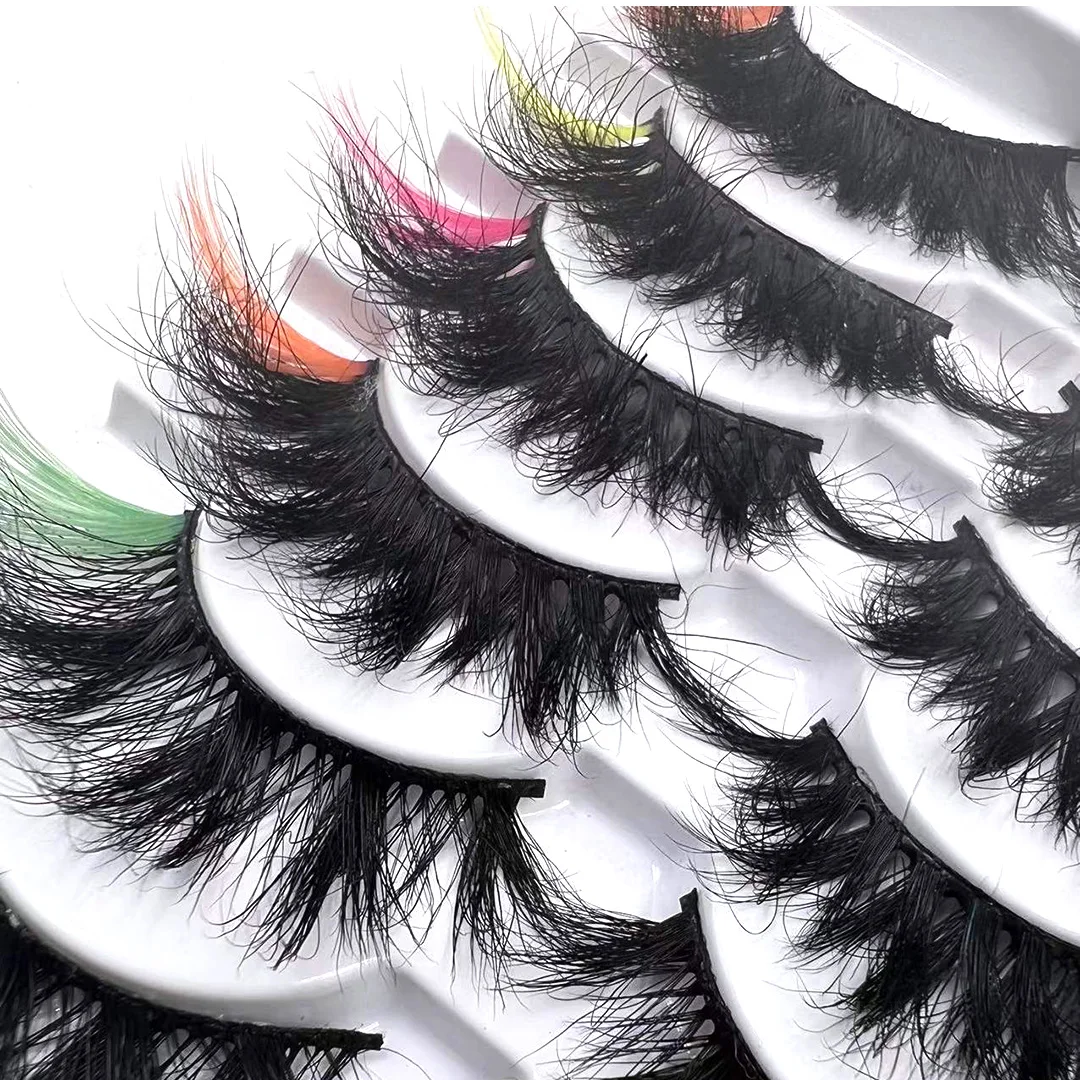 Mink ขนตาสีขนตาหนาปุยนุ่มขนตาปลอม3D สีขนตาปลอมธรรมชาติยาวสีสัน Eyelash ความยาว20มม.