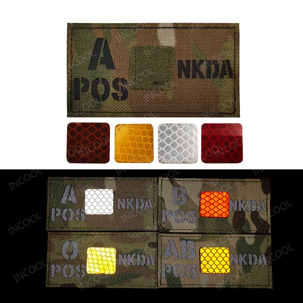 Blood Type A B AB O Positive POS NKDA Infrared IR Reflective Patches Armband Decorative Patch For Clothing Backpack