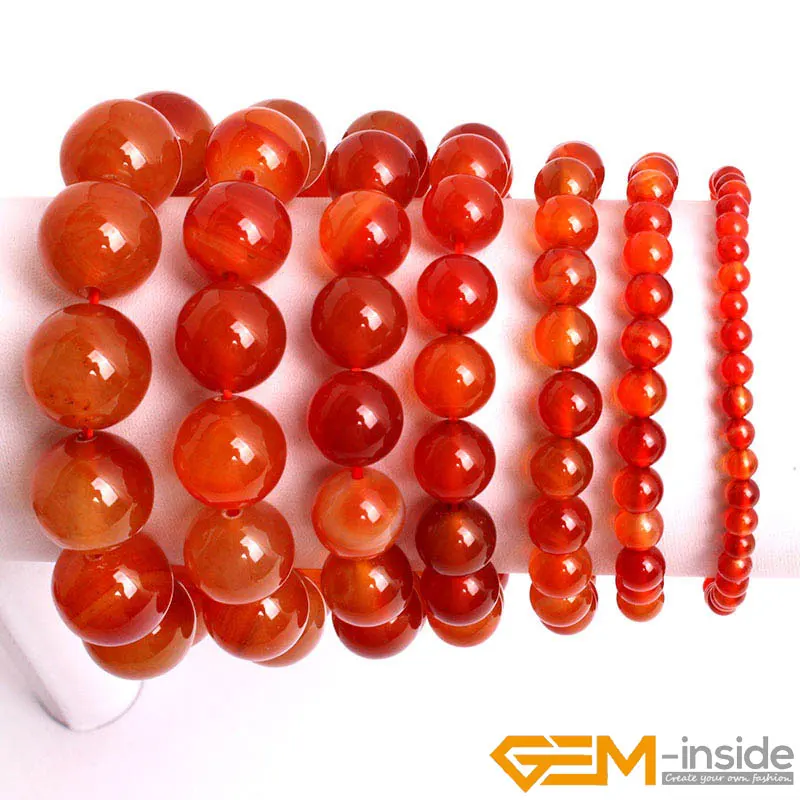 Natural Stone Red Carnelian Bracelet For Women Gifts 7.5 inch DIY Fashion Jewelry Stone Energy Reki Healing Bracelet 6 8 10 12mm