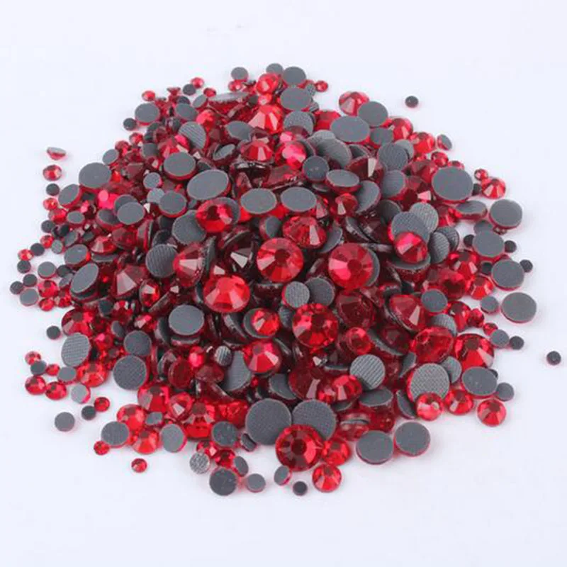 1200pcs Mix size shinny Many color Glass Crystal DMC Hotfix rhinestone SS6-SS30 Flatback With Glue for Diy Weeding Dress