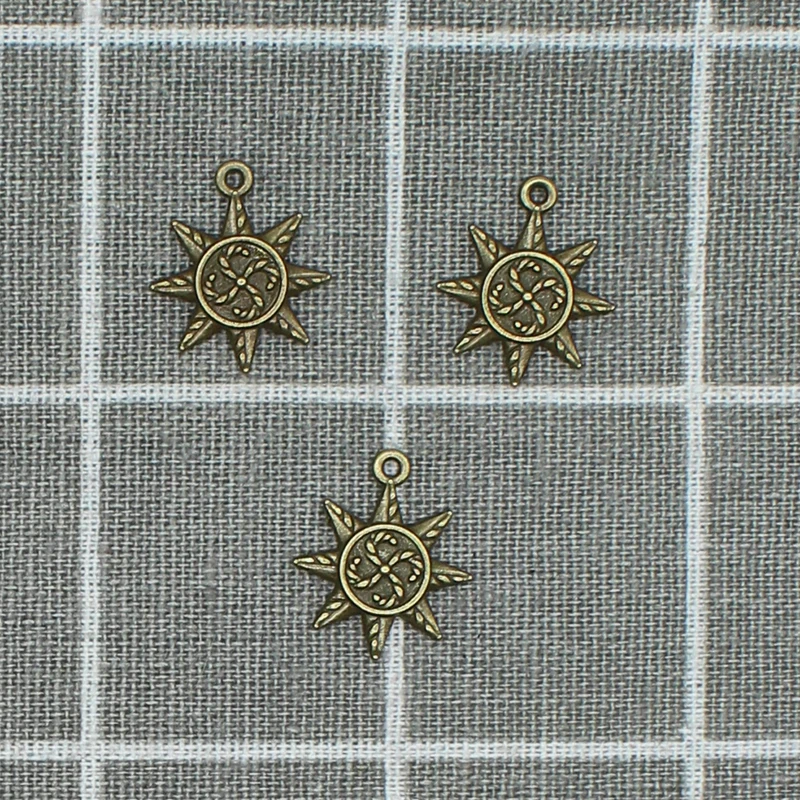 12pcs 18mm Ancient Bronze Sun Charms Pendant For Jewelry Making DIY Metal Handmade Bracelet necklace Crafts X1818