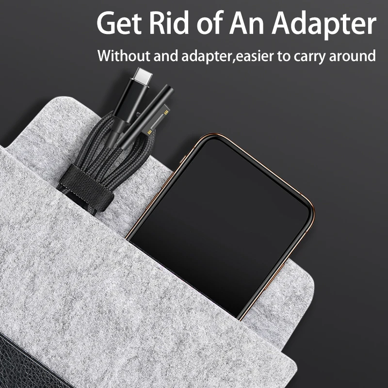 마이크로소프트 서피스 북용 USB C 고속 충전 케이블, 마이크로소프트 서피스 프로 3, 4, 5, 6, 7, 타입 C 전원 어댑터 컨버터, 100W, 5A