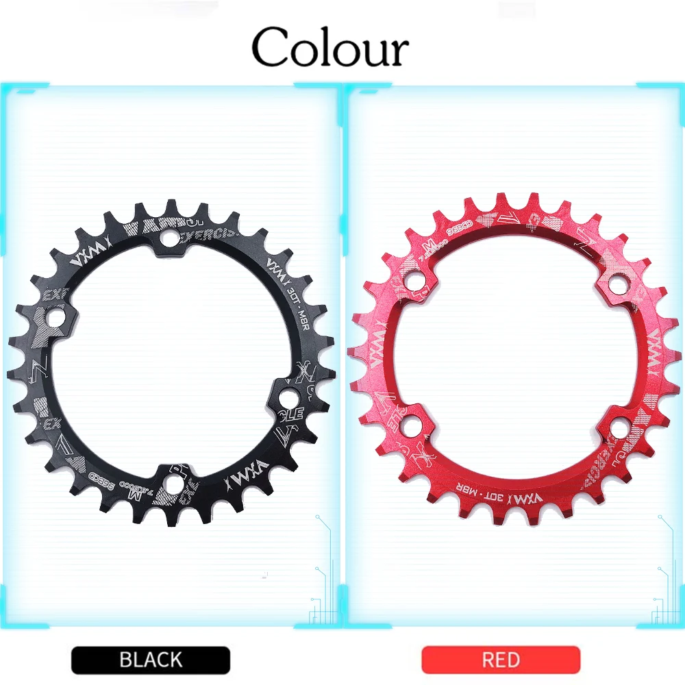 VXM 30T 32T 34T 36T 38T 96BCD Nhôm Hình Bầu Dục Tròn Chainring Chainwheel MTB Xe Đạp Chainring cho M7000 M8000 M9000 Phụ Tùng Xe Đạp