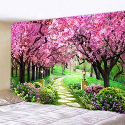 Tapisserie murale bohème naturelle, tapis en tissu hippicopter, mandala, paysage de jardin, décoration de chambre psychédélique, 8 tailles