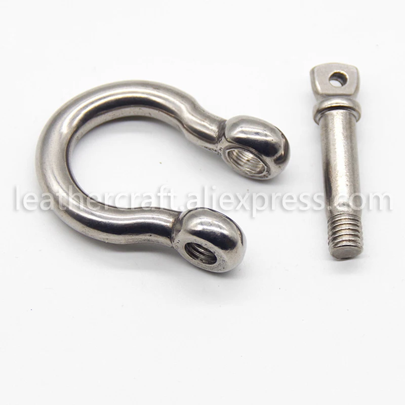 1 pcs Stainless Steel Carabiner D Bow Shackle Fob Key Ring Keychain Hook Screw Joint Connector Buckle Solid Metal 2 Size