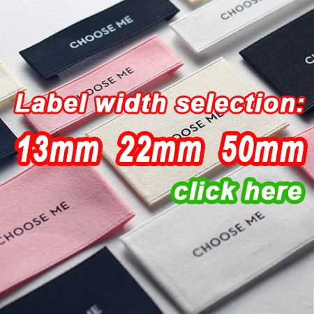 Maßgeschneiderte reine Kleidung, doppelseitig, Polyester-Baumwolle, Siebdruck, gewebter Kragen, Etikett, Selvage, zarte weiche Etiketten, MQQ, 50 Stück – Detail 2