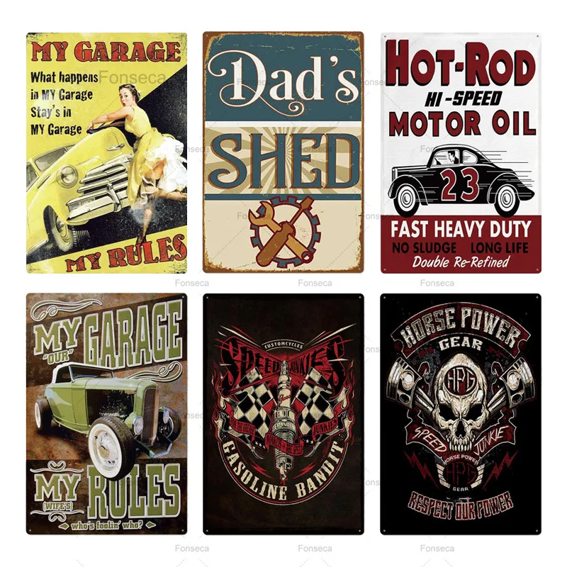 Sign Plaque Metal Vintage  Retro Garage Signs Man Cave Wall Decor Iron Painting