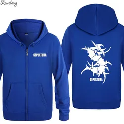 Mens Hoodie Rock Sepultura Printed Hoodies Men Hip Hop Fleece Long Sleeve Zipper Jacket Coat Sweatshirt Skate Tracksuit Big Size