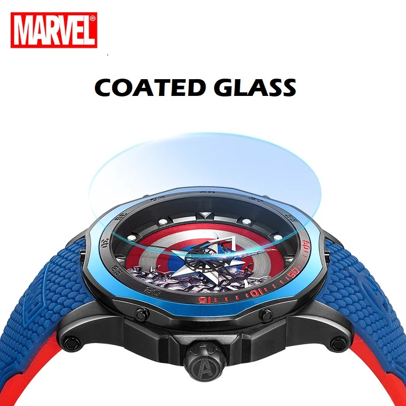 Disney Official Marvel The Avengers Captain America 100M Waterproof Clock Male Watch Quartz WristWatch Relogio Masculino 9158