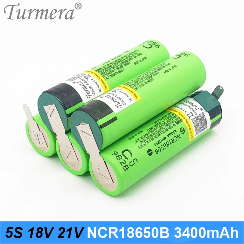 5s Battery 18v 21v NCR18650B 3400mAh 18v 21v Welding Solder Battery for Vacuum Cleaner Screwdriver Battery Customized Turmera