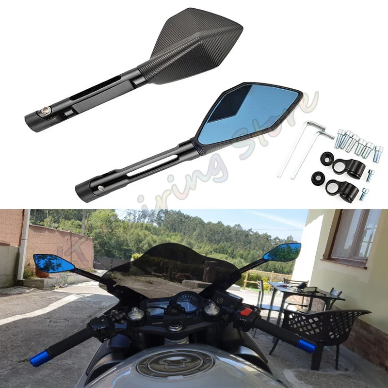 

Universal Motorcycle Rearview Side Mirrors for KAWASAKI z750 NINJA250 HONDA R1 R6 FZ6 SUZUKI YAMAHA Accesorios Para Moto