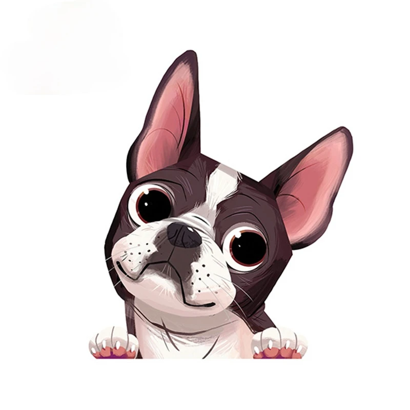 Creative Animal Boston Terrier Dog Car Window Sticker Decal Cartoon Car Stickers Waterproof Car Styling Accessories Kk13*11cm