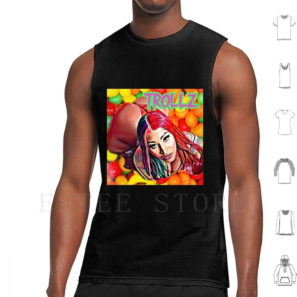 Trollz Nicki Jellybean Tank Tops Vest Sleeveless Trollz 6ix9ine 6ix9ine Gooba Sixnine 69 Shark Rap Music Nicki Minaj