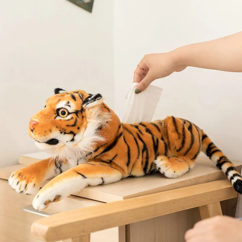 

46 см Kawaii Tiger автомобильное полотенце плюшевые игрушки животные Коробка домашний диван бумажные салфетки Леопардовый держатель салфетка чехол сумка Plushie