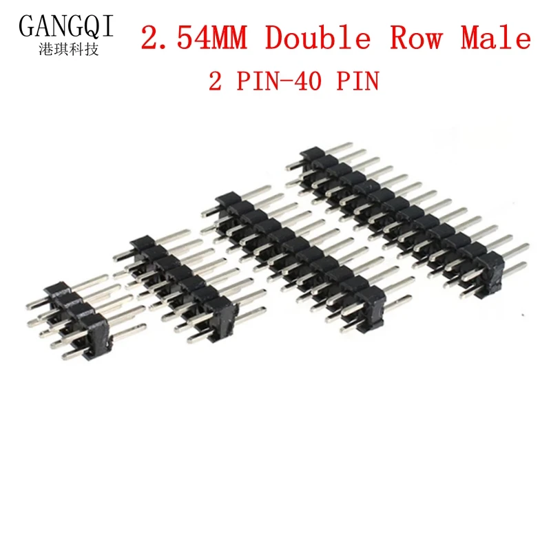 2.54mm Double Row Male 2~40P Breakaway PCB Board Pin Header Connector Strip Pinheader 2 * 2/3/4/6/8/10/12/15/20/40P For Arduino