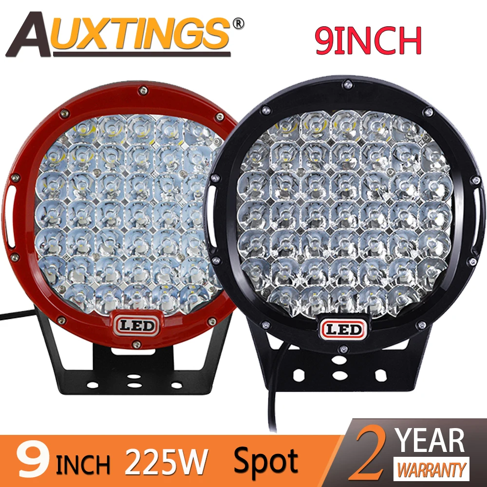 Auxtings 9'' 225W  led work light Spot  IP67 CE RoHS high power 4x4 offroad car 9 inch 225w spot beam light 12/24v for Auto Jeep