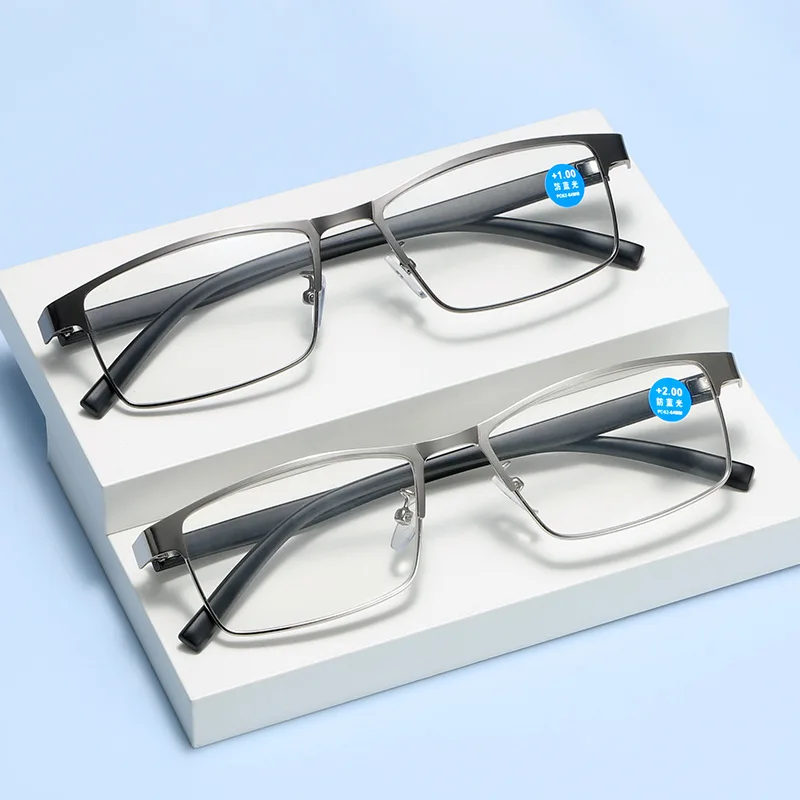 

New Anti-blue Light Reading Glasses High Quality Metal Reading Glasses Men and Women Retro Glasses +100 To +400