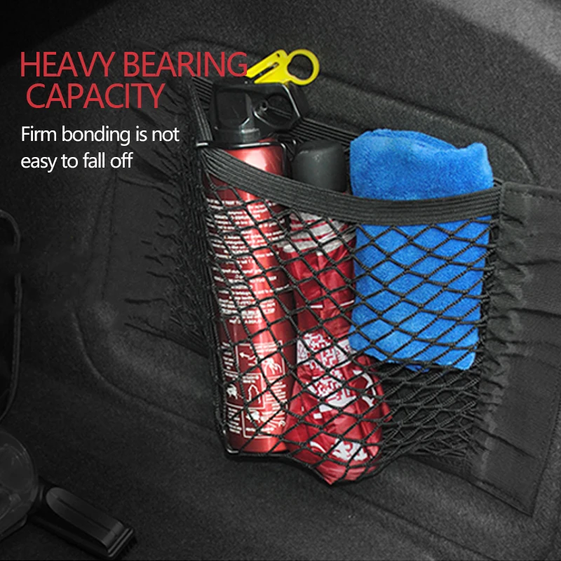 Car Trunk Mesh Organizer Car Tail Storage Net Seat Back Pocket Universal Trunk Bag Auto Magic Tape Network Interior Accessories 썸네일 6