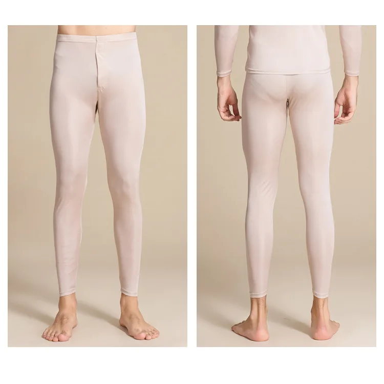 Men Long Johns 100%Natural Silk Underwear For Men Fall Winter Underwear Brand Name Underwear Men